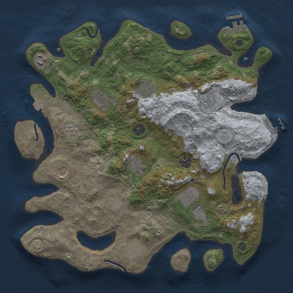 Rust Map: Procedural Map, Size: 3700, Seed: 94491321, 18 Monuments