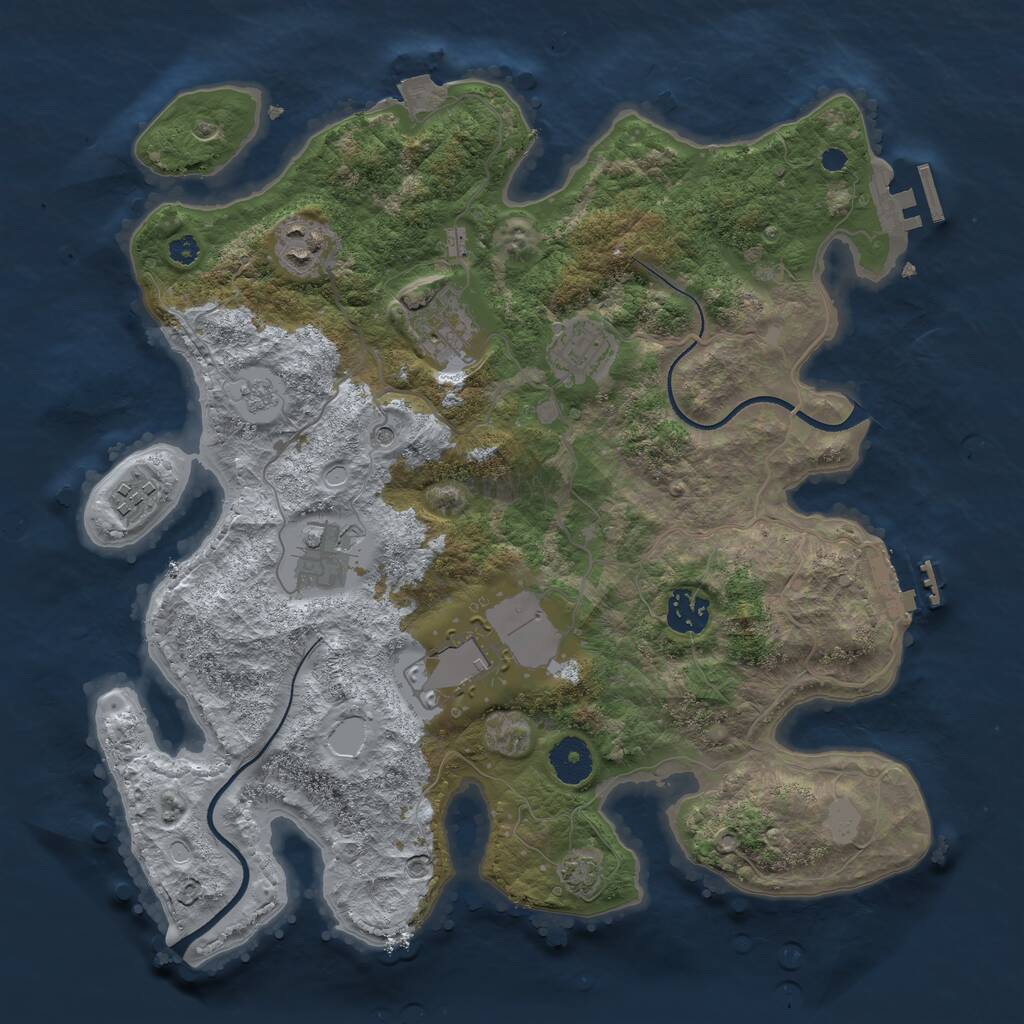 Rust Map: Procedural Map, Size: 3500, Seed: 1055945960, 13 Monuments