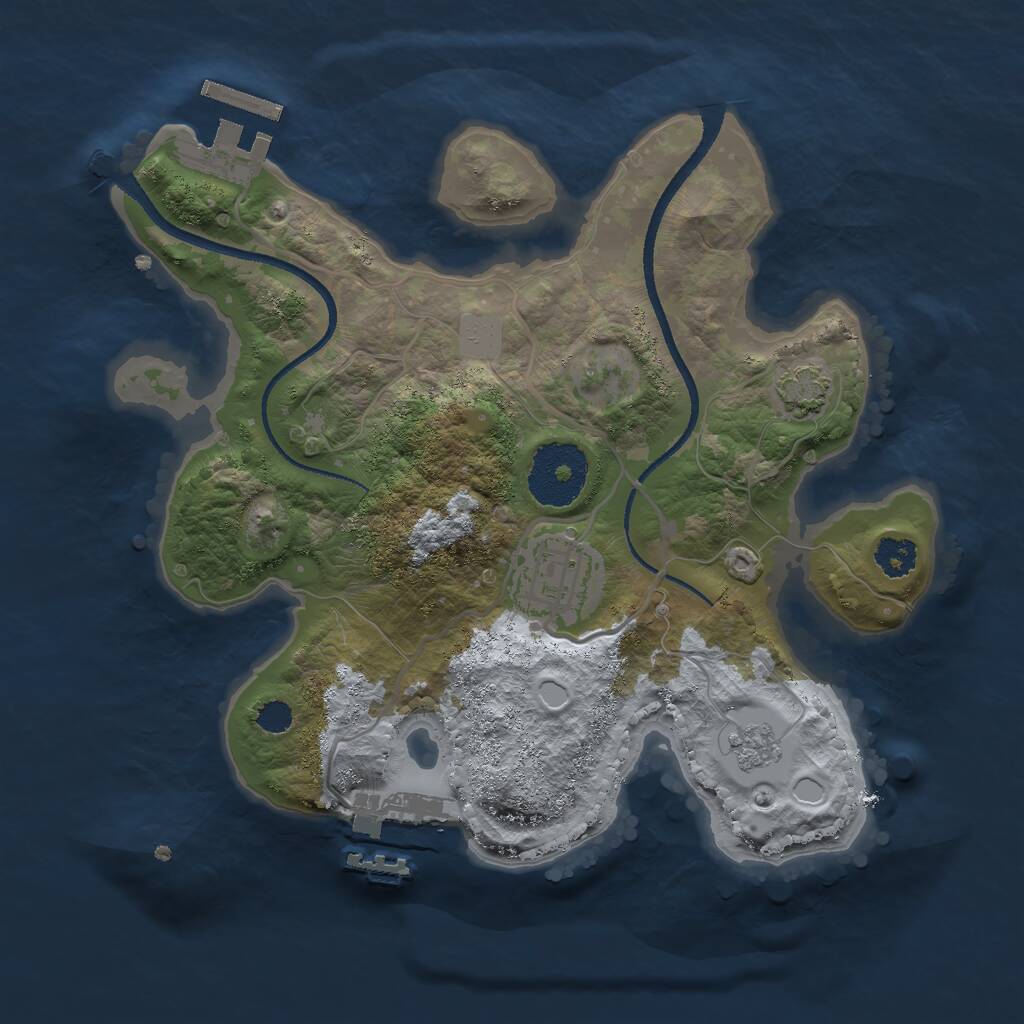 Rust Map: Procedural Map, Size: 2500, Seed: 45489883, 6 Monuments