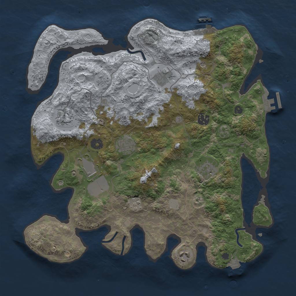 Rust Map: Procedural Map, Size: 3650, Seed: 60516128, 16 Monuments