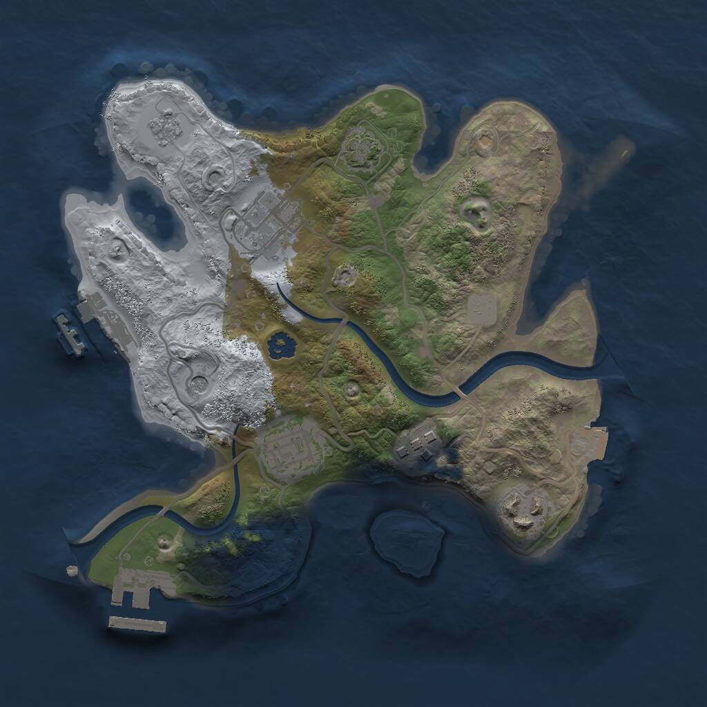Rust Map: Procedural Map, Size: 2500, Seed: 205193285, 10 Monuments