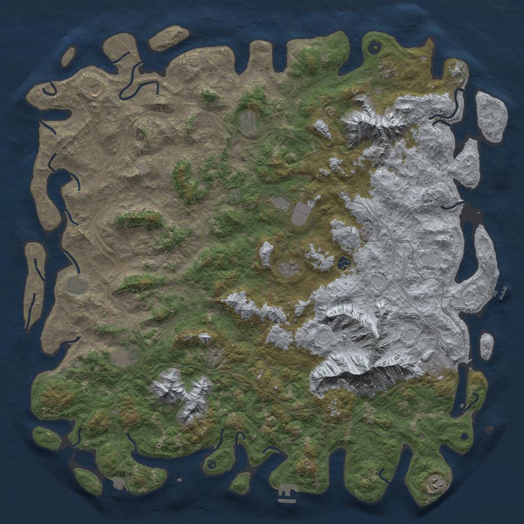 Rust Map: Procedural Map, Size: 6000, Seed: 720236541, 19 Monuments