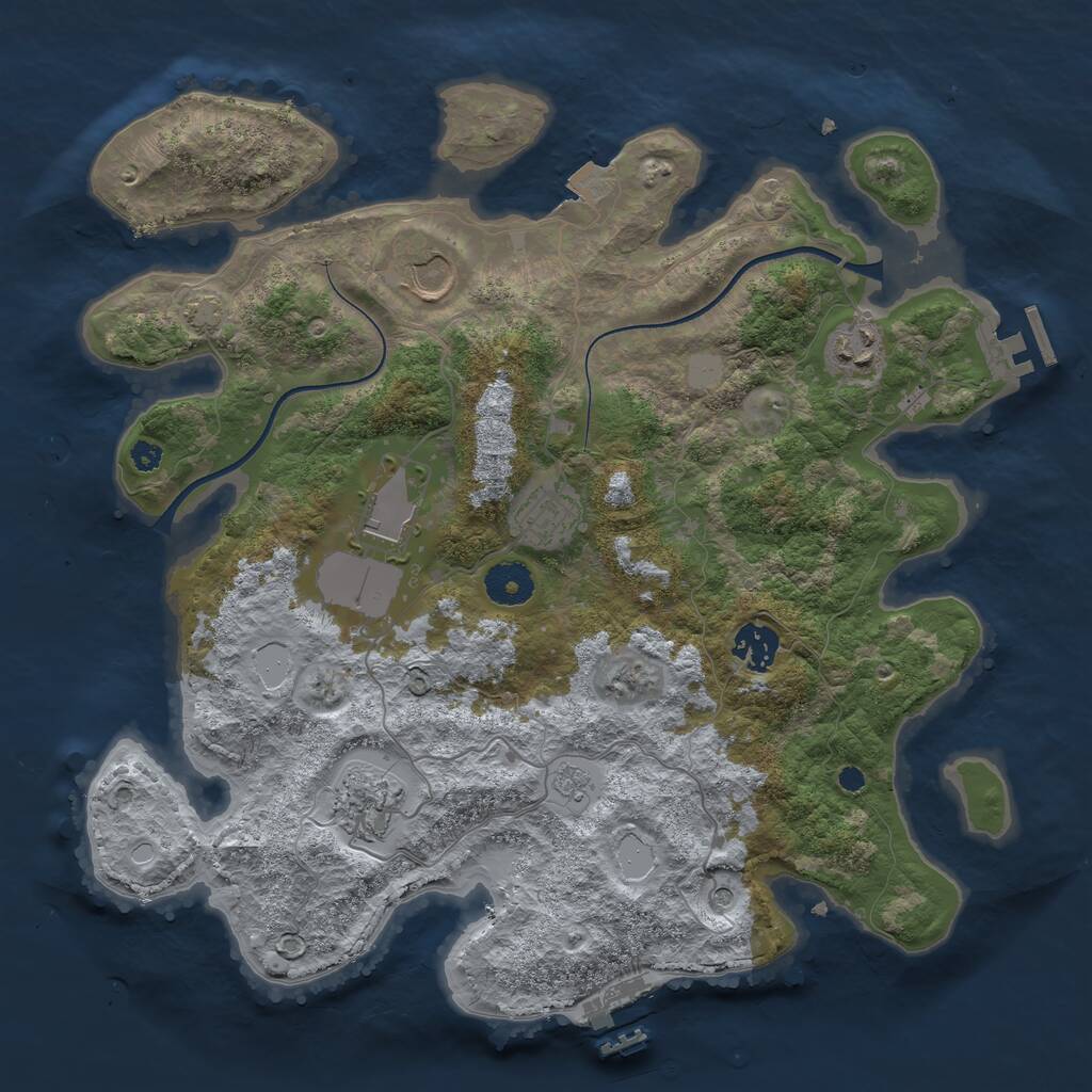 Rust Map: Procedural Map, Size: 3550, Seed: 61356126, 12 Monuments