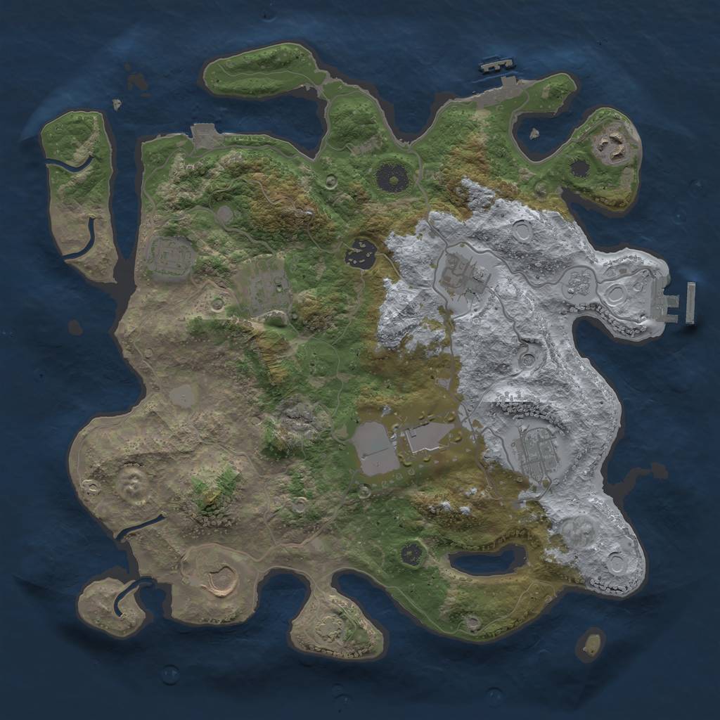 Rust Map: Procedural Map, Size: 3500, Seed: 1596046598, 16 Monuments