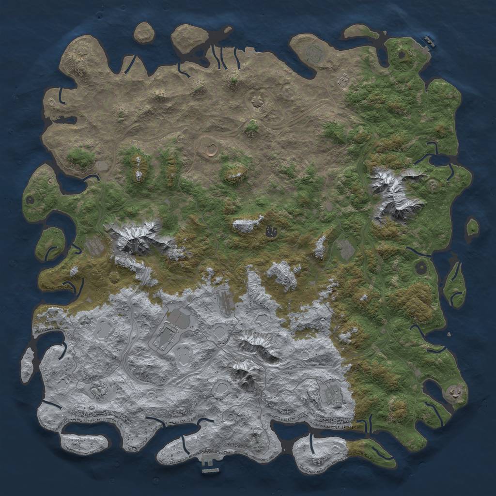 Rust Map: Procedural Map, Size: 6000, Seed: 386016044, 19 Monuments