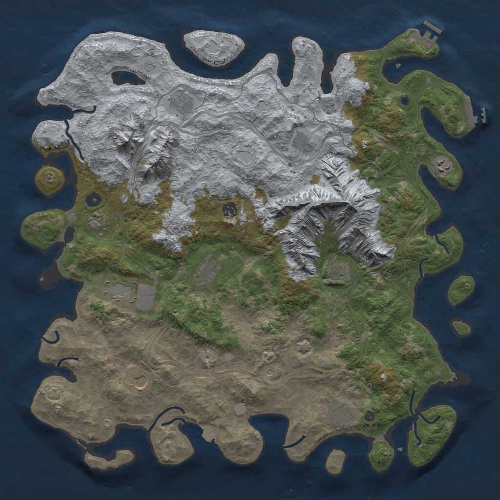 Rust Map: Procedural Map, Size: 5000, Seed: 1840465260, 17 Monuments