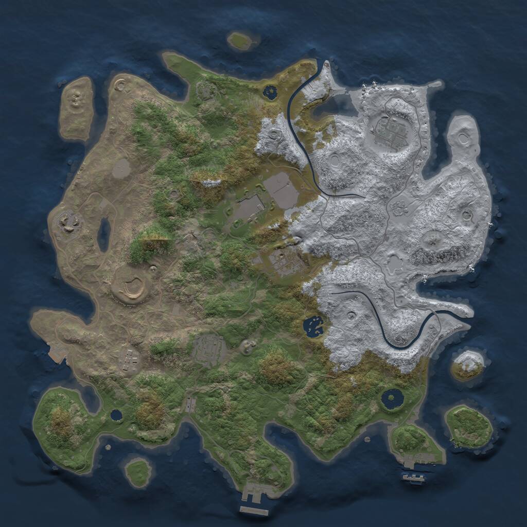 Rust Map: Procedural Map, Size: 3750, Seed: 74230013, 14 Monuments