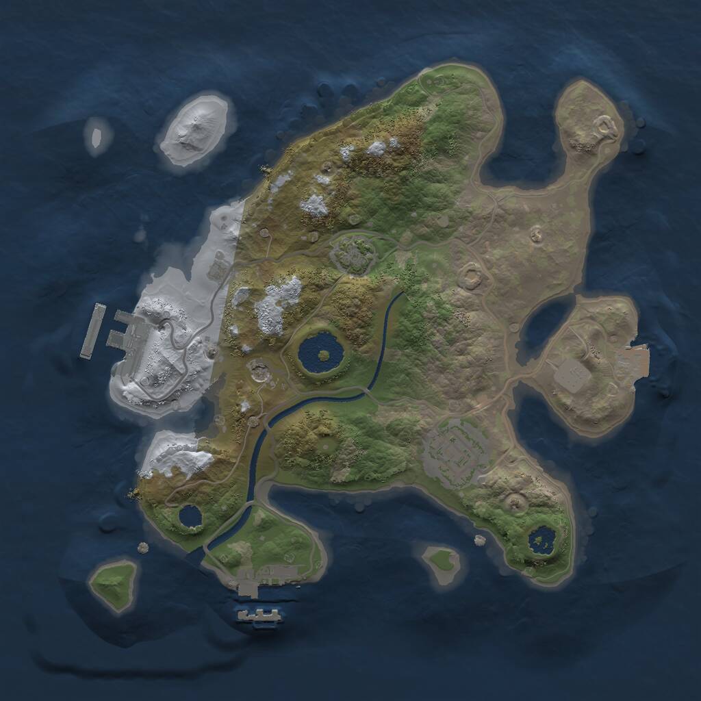 Rust Map: Procedural Map, Size: 2500, Seed: 6423753, 6 Monuments