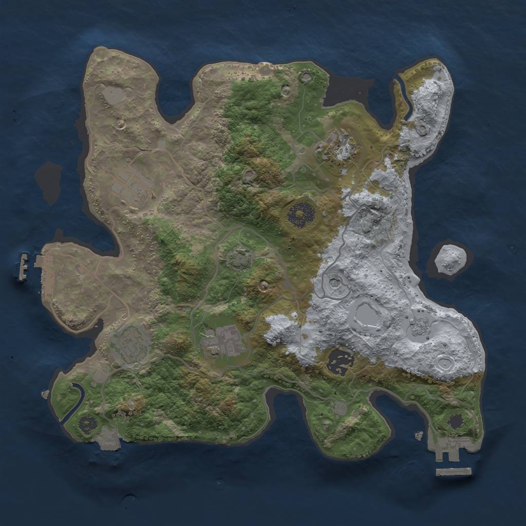 Rust Map: Procedural Map, Size: 3000, Seed: 1384867495, 13 Monuments