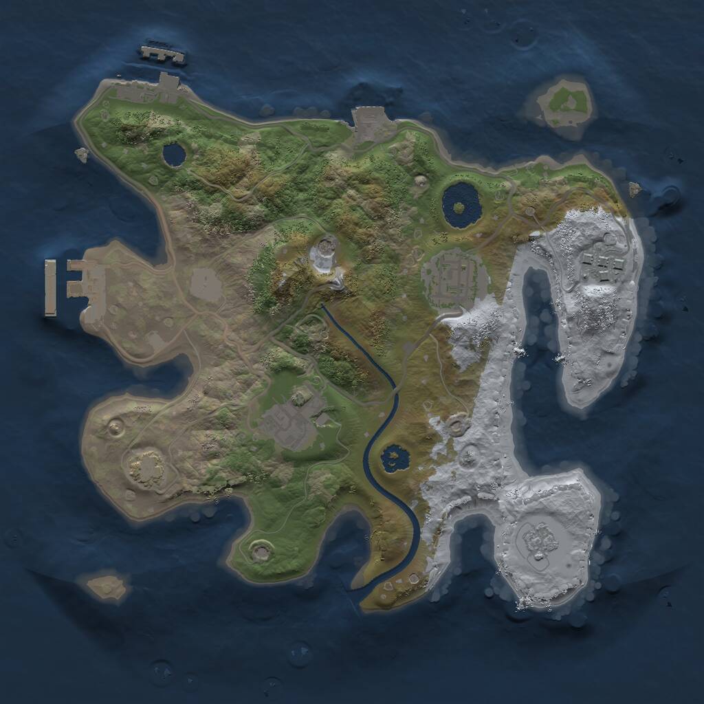 Rust Map: Procedural Map, Size: 2500, Seed: 3432, 9 Monuments