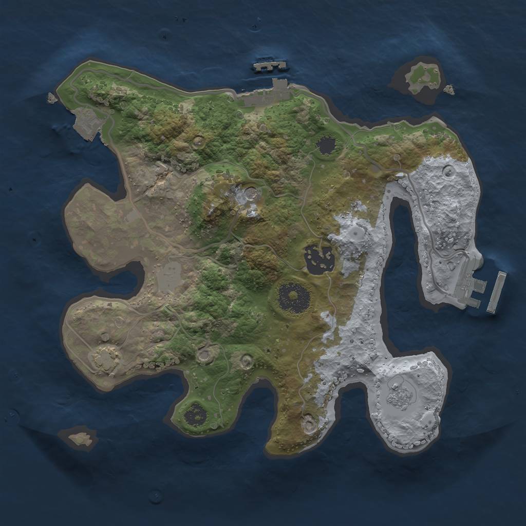 Rust Map: Procedural Map, Size: 2500, Seed: 3432, 9 Monuments