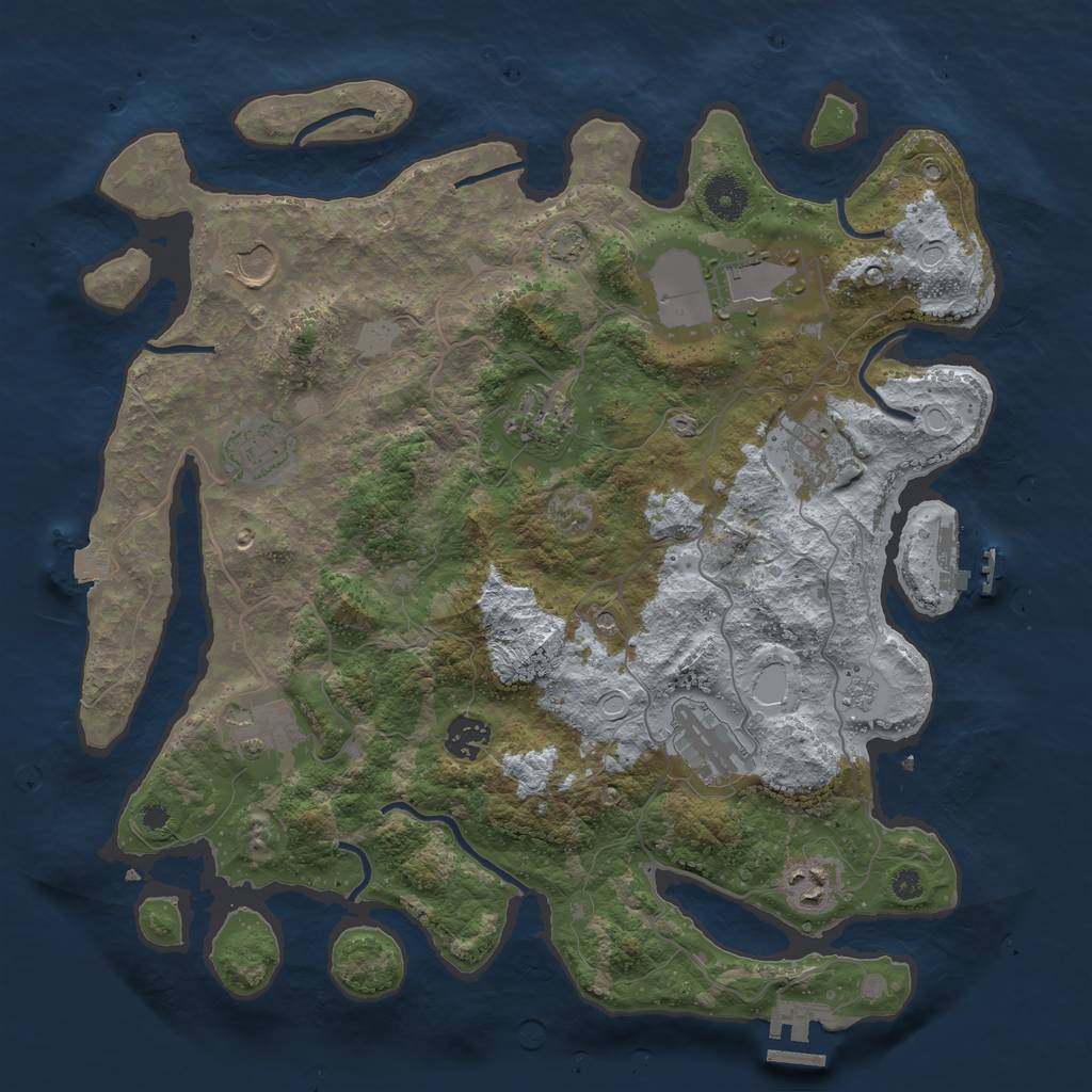 Rust Map: Procedural Map, Size: 3750, Seed: 51254241, 17 Monuments