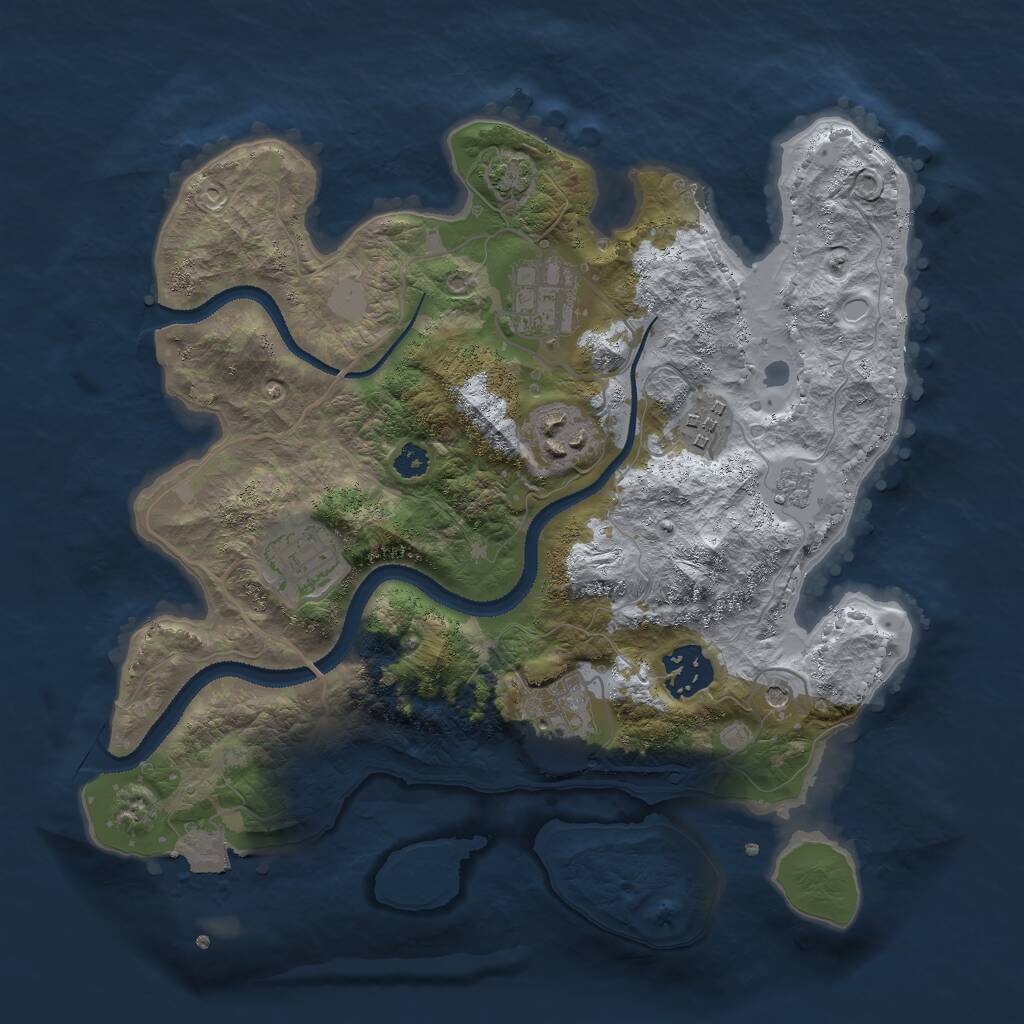 Rust Map: Procedural Map, Size: 3000, Seed: 75332, 10 Monuments