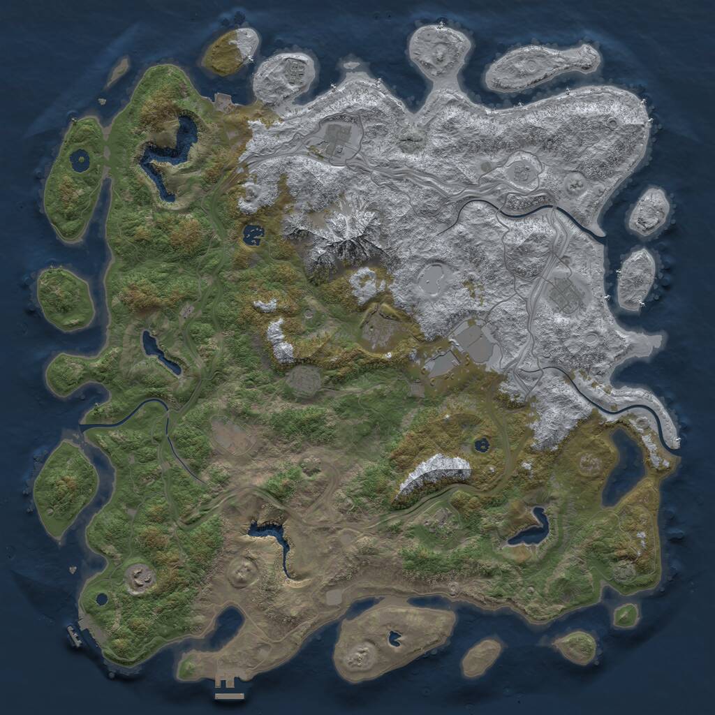Rust Map: Procedural Map, Size: 5000, Seed: 1995415839, 16 Monuments