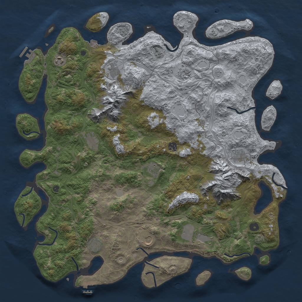 Rust Map: Procedural Map, Size: 5000, Seed: 1995415839, 19 Monuments