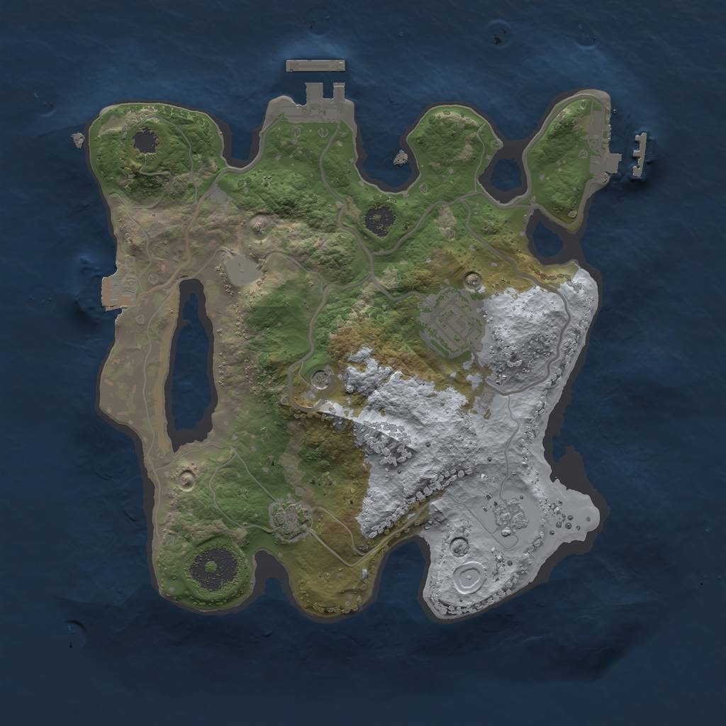 Rust Map: Procedural Map, Size: 2500, Seed: 13664, 9 Monuments