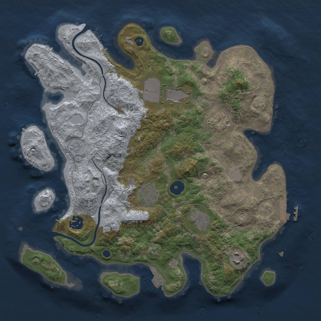 Rust Map: Procedural Map, Size: 3500, Seed: 9268140, 12 Monuments