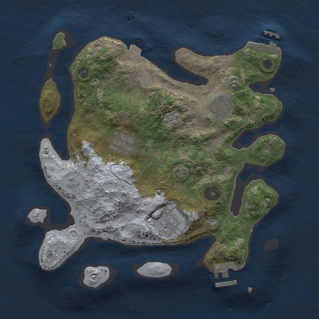 Rust Map: Procedural Map, Size: 3000, Seed: 2057485267, 12 Monuments