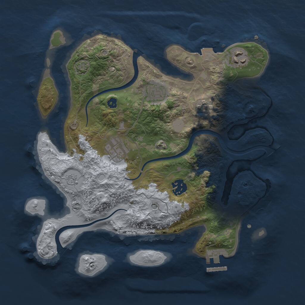 Rust Map: Procedural Map, Size: 3000, Seed: 2057485267, 10 Monuments
