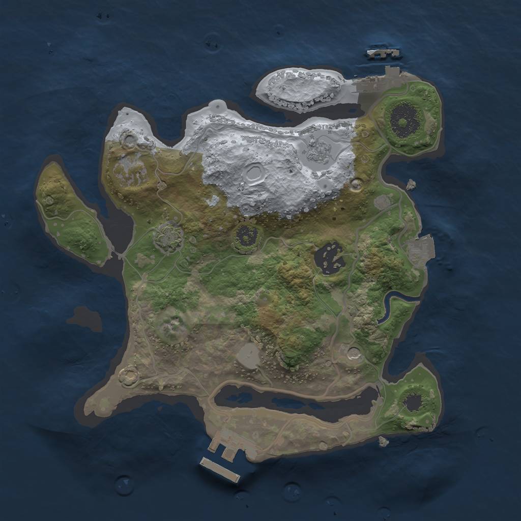 Rust Map: Procedural Map, Size: 2500, Seed: 234233, 9 Monuments