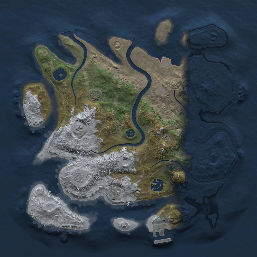 Rust Map: Procedural Map, Size: 3000, Seed: 1347445748, 8 Monuments