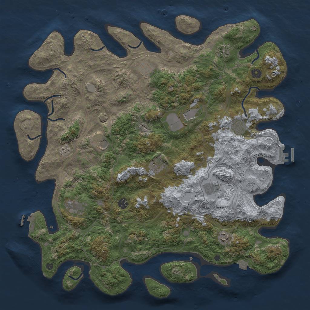 Rust Map: Procedural Map, Size: 4500, Seed: 1059831885, 19 Monuments