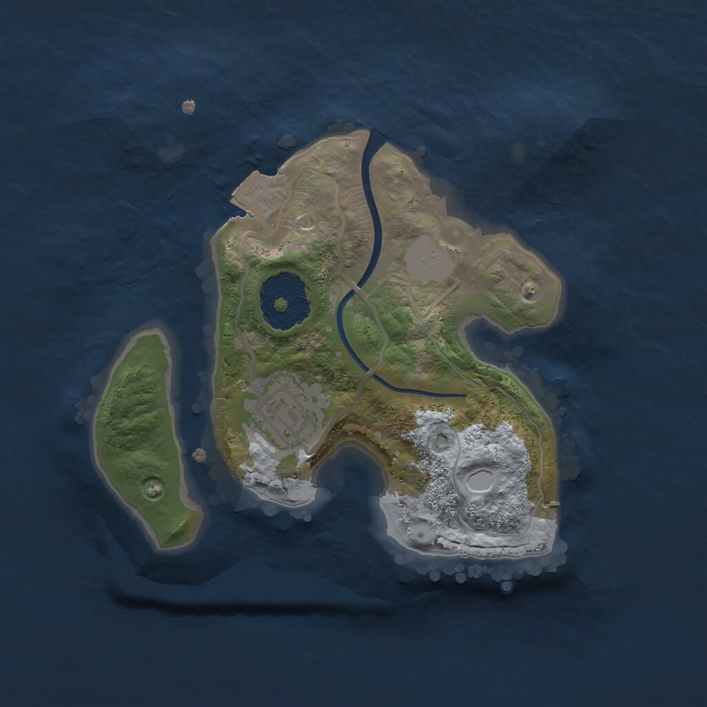 Rust Map: Procedural Map, Size: 2000, Seed: 2415, 2 Monuments