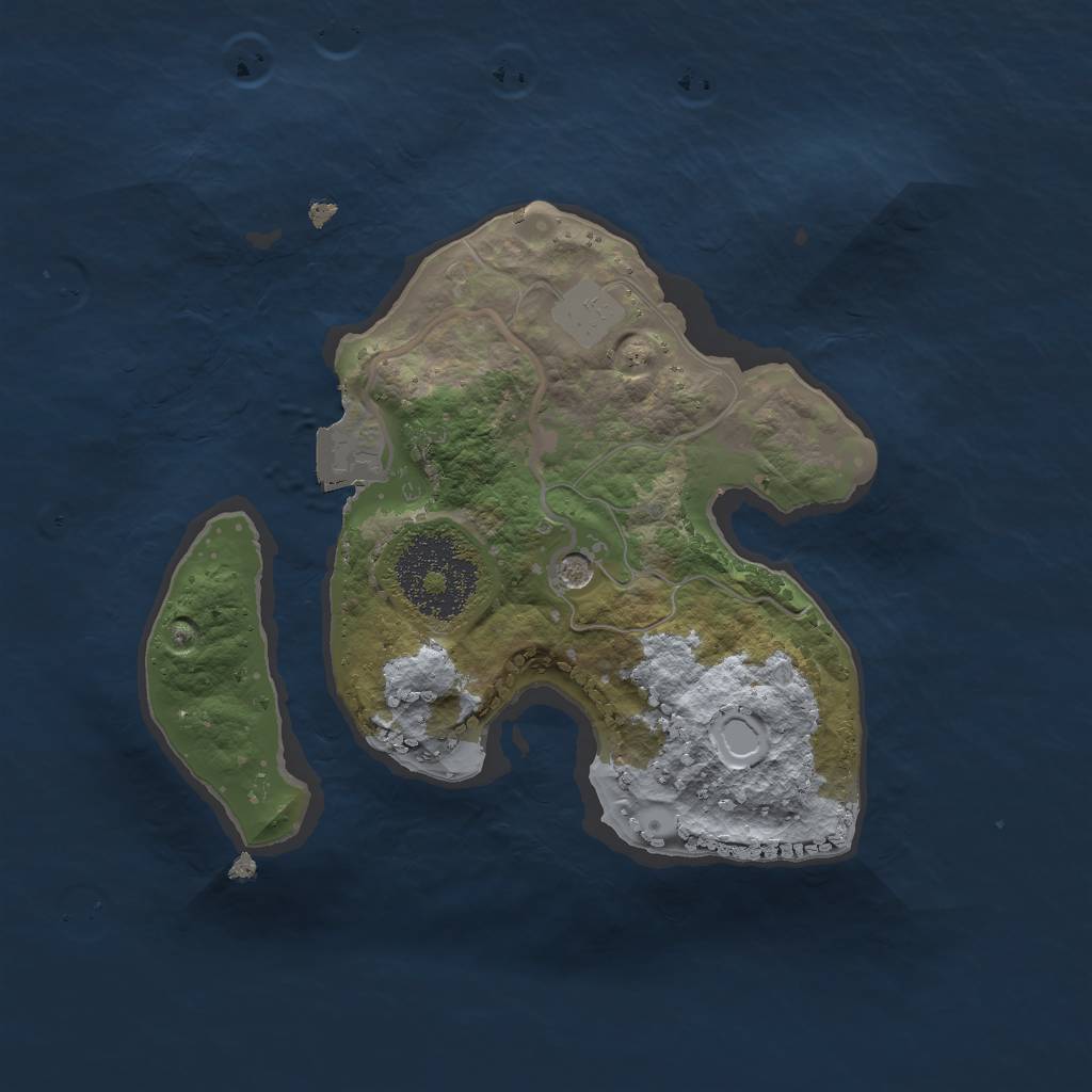 Rust Map: Procedural Map, Size: 2000, Seed: 2415, 4 Monuments