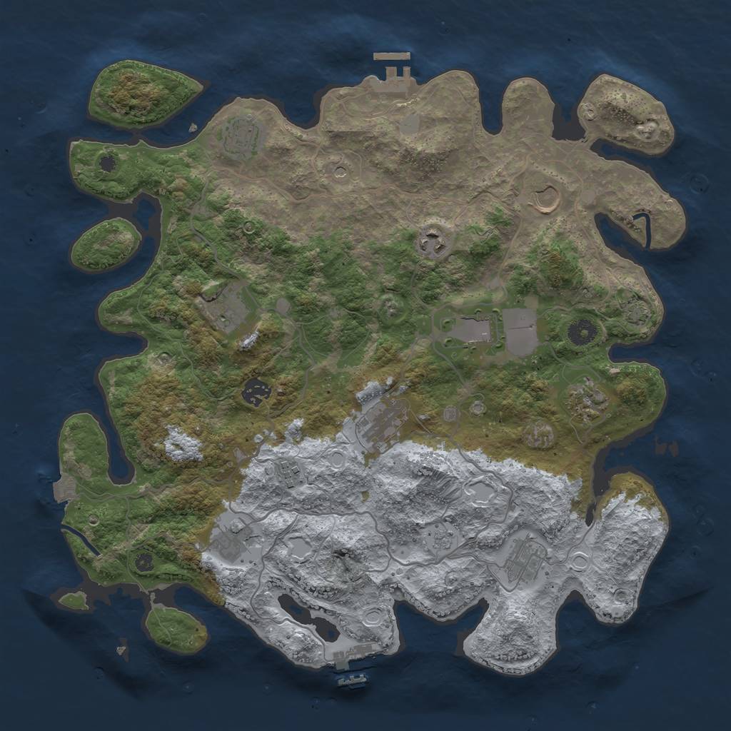 Rust Map: Procedural Map, Size: 4000, Seed: 442779749, 19 Monuments