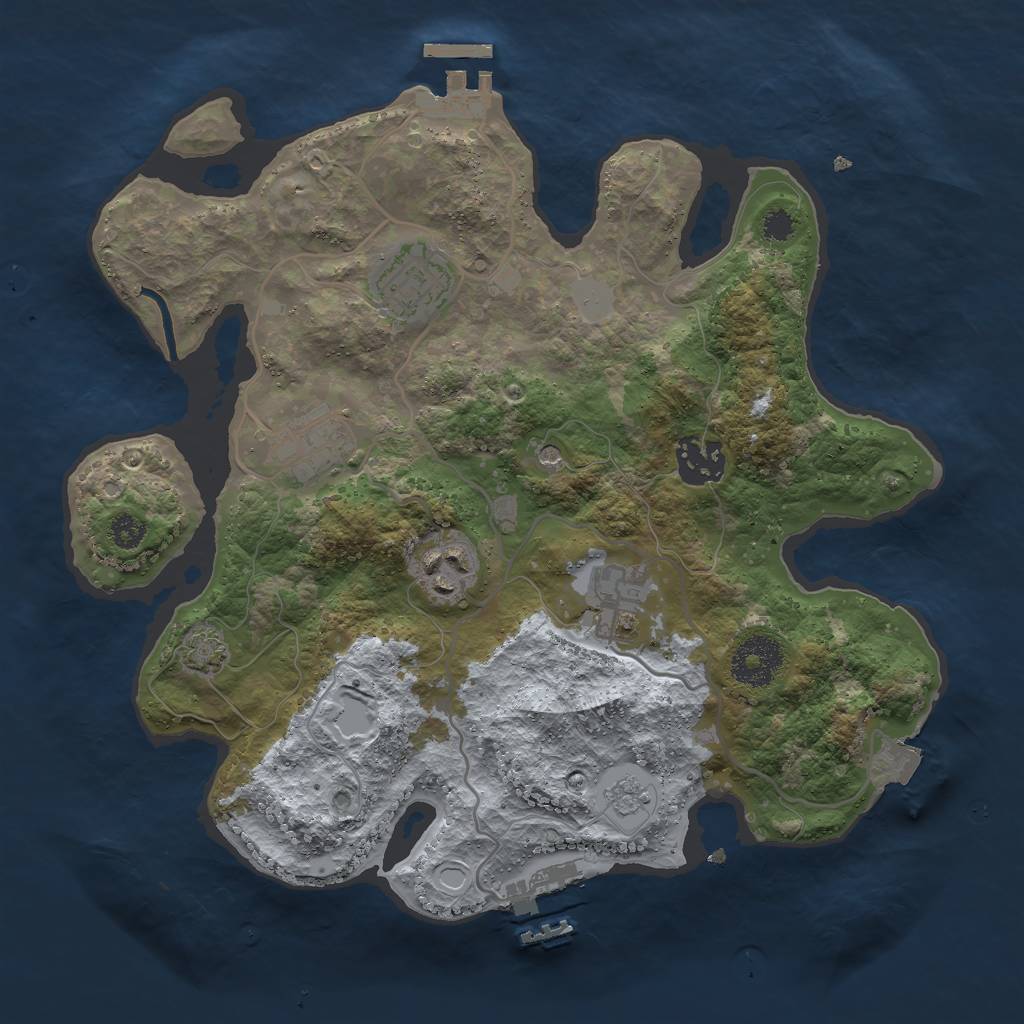 Rust Map: Procedural Map, Size: 3000, Seed: 2108134523, 13 Monuments