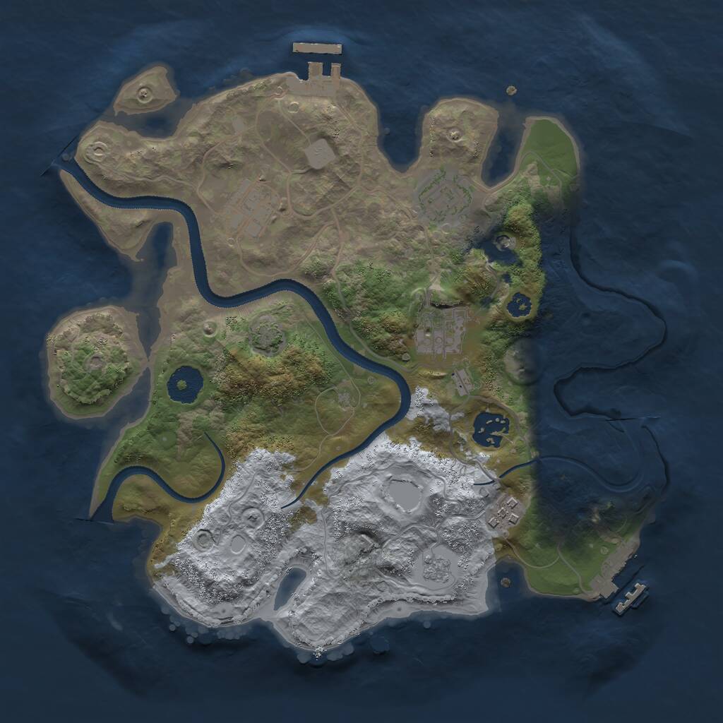 Rust Map: Procedural Map, Size: 3000, Seed: 2108134523, 11 Monuments