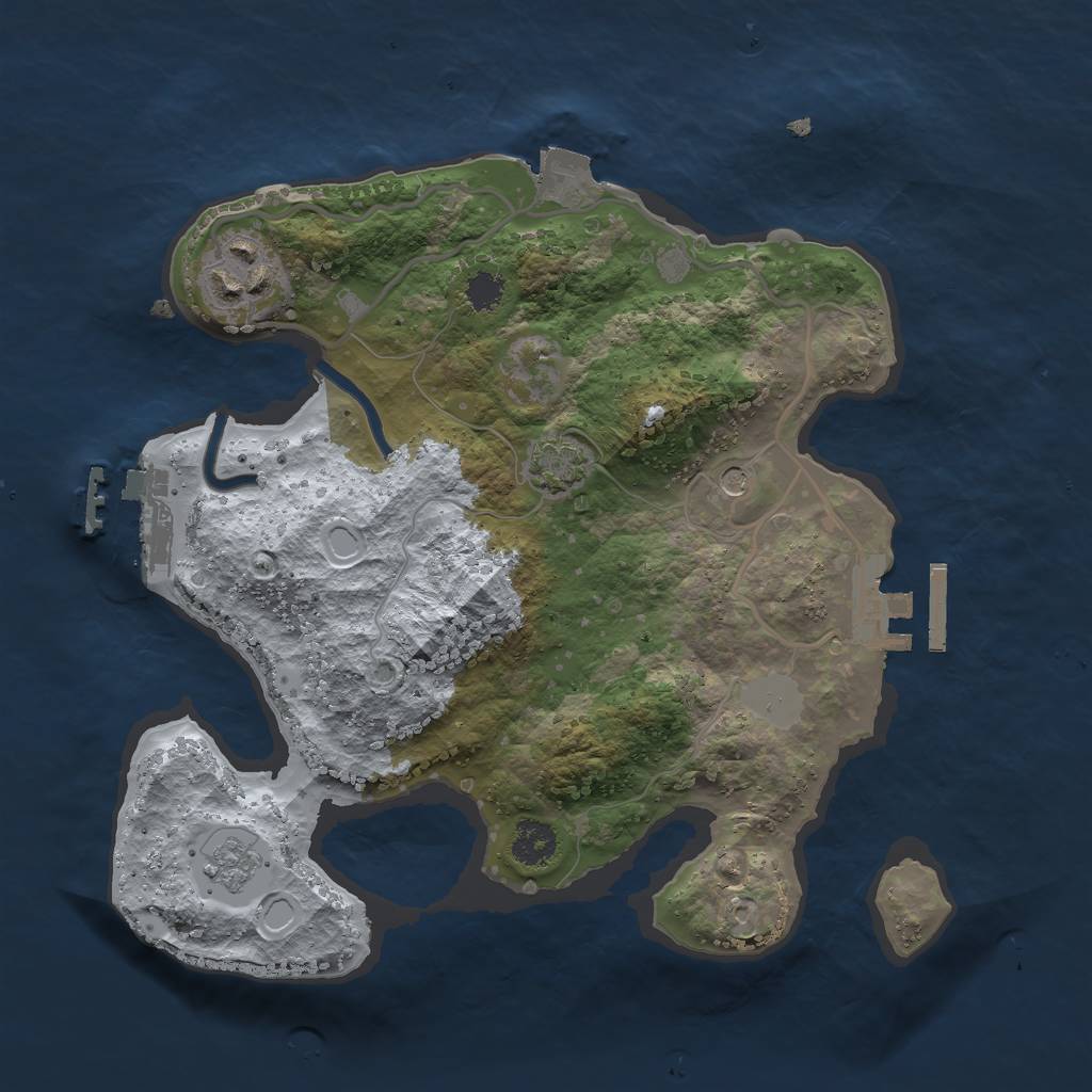Rust Map: Procedural Map, Size: 2500, Seed: 399840674, 9 Monuments