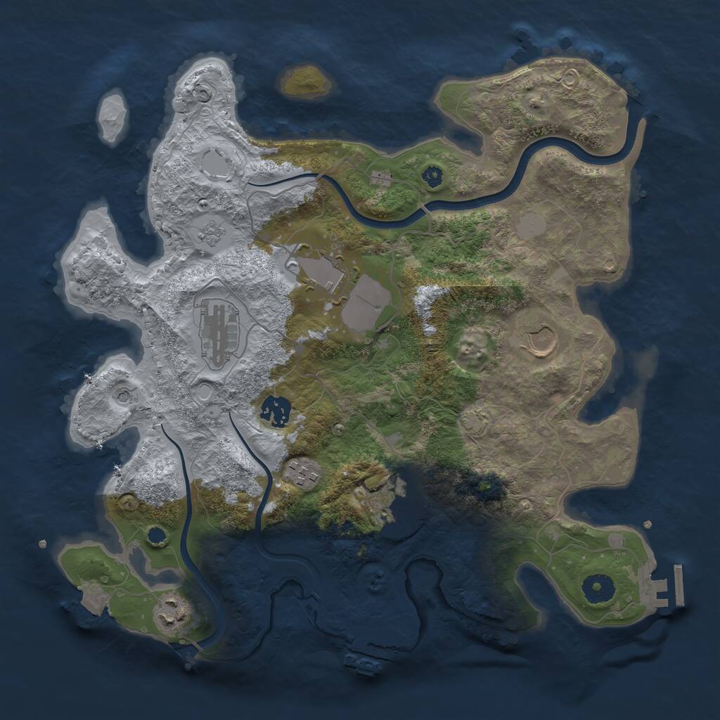 Rust Map: Procedural Map, Size: 3500, Seed: 176984087, 13 Monuments