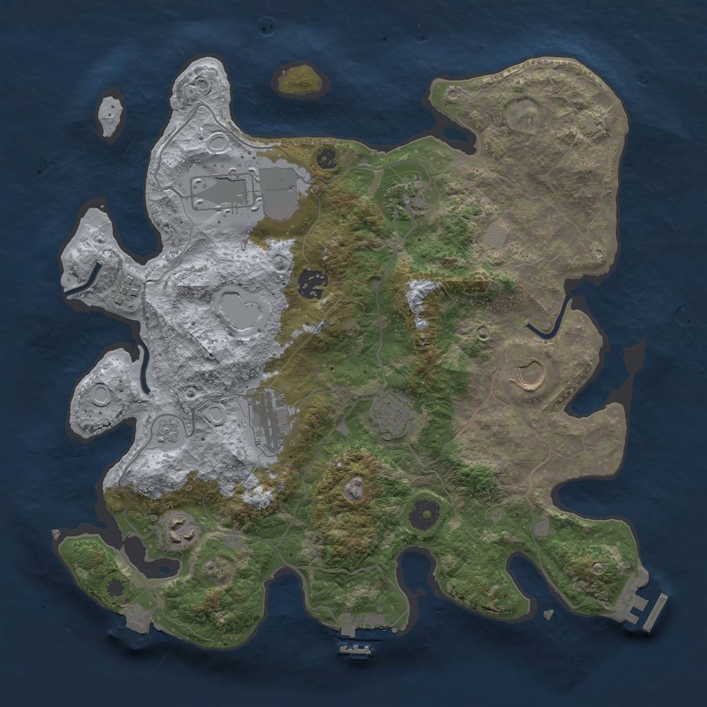 Rust Map: Procedural Map, Size: 3500, Seed: 176984087, 15 Monuments