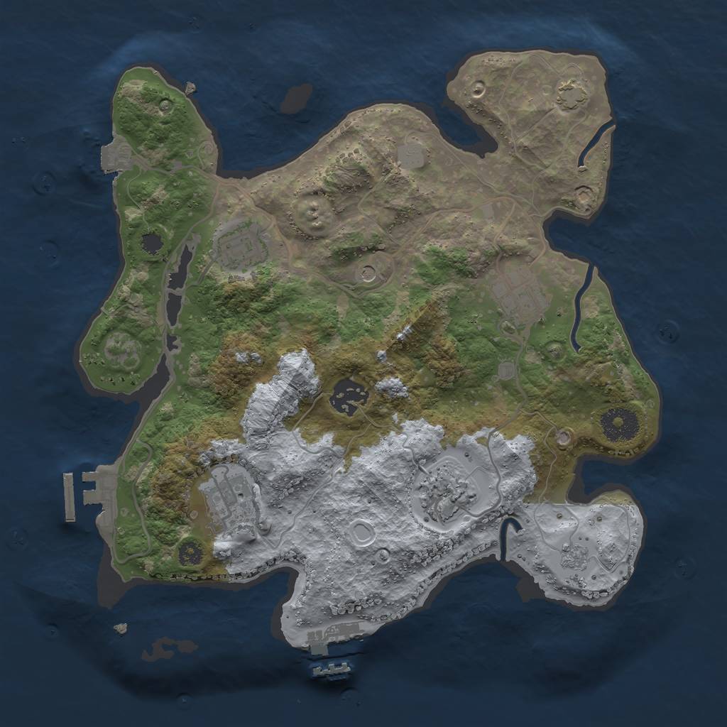 Rust Map: Procedural Map, Size: 3000, Seed: 525, 13 Monuments