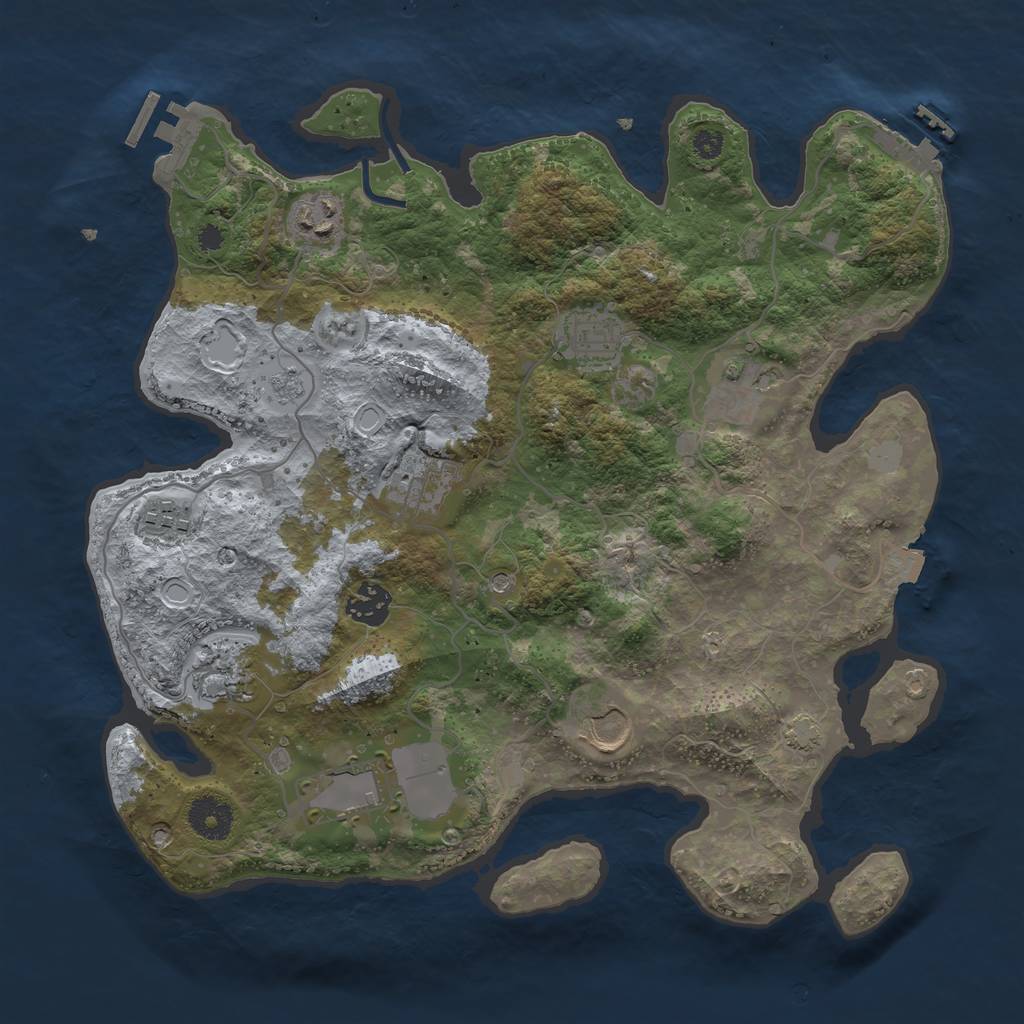 Rust Map: Procedural Map, Size: 3500, Seed: 5078254, 17 Monuments