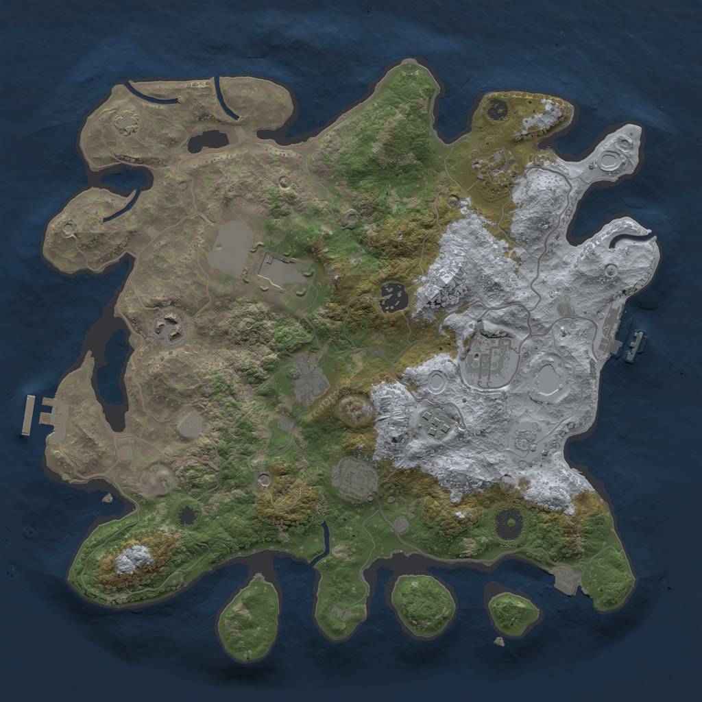 Rust Map: Procedural Map, Size: 3500, Seed: 43558, 16 Monuments