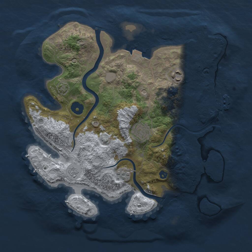 Rust Map: Procedural Map, Size: 3000, Seed: 72549, 9 Monuments