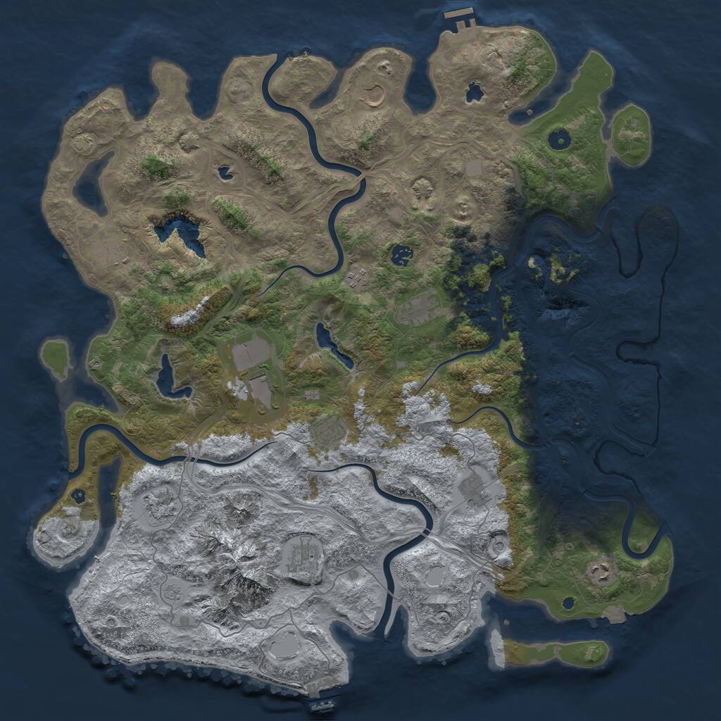 Rust Map: Procedural Map, Size: 5000, Seed: 412642, 17 Monuments