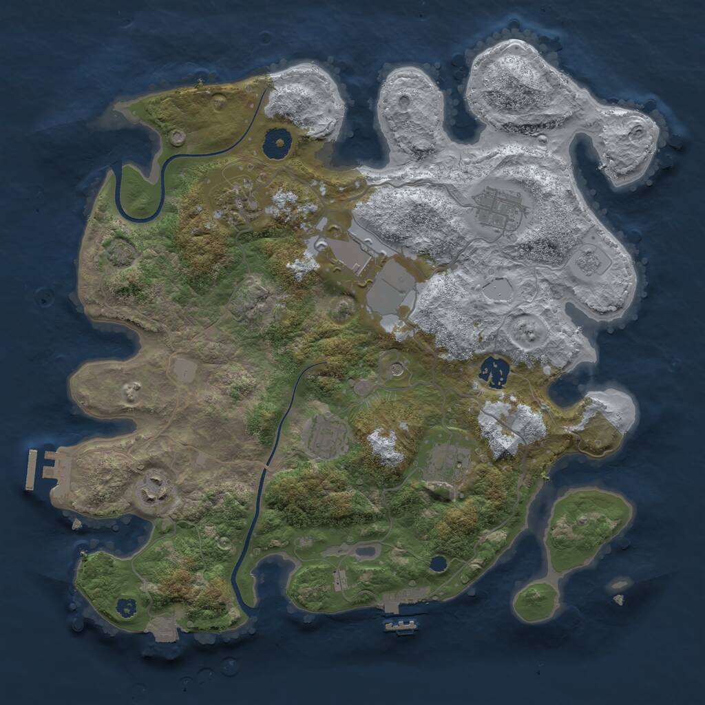 Rust Map: Procedural Map, Size: 3500, Seed: 326639594, 13 Monuments