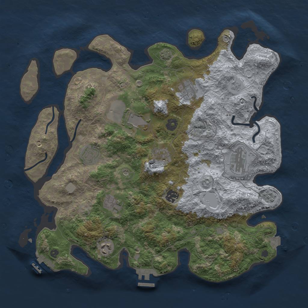 Rust Map: Procedural Map, Size: 3750, Seed: 69919591, 17 Monuments