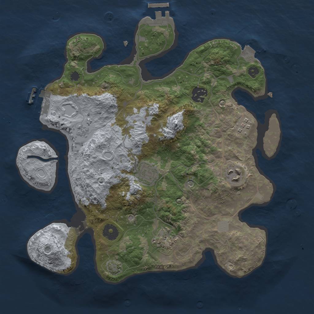 Rust Map: Procedural Map, Size: 3000, Seed: 643850856, 13 Monuments