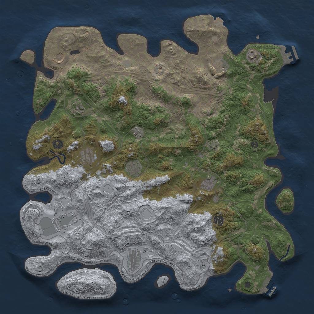 Rust Map: Procedural Map, Size: 4500, Seed: 84353156, 19 Monuments