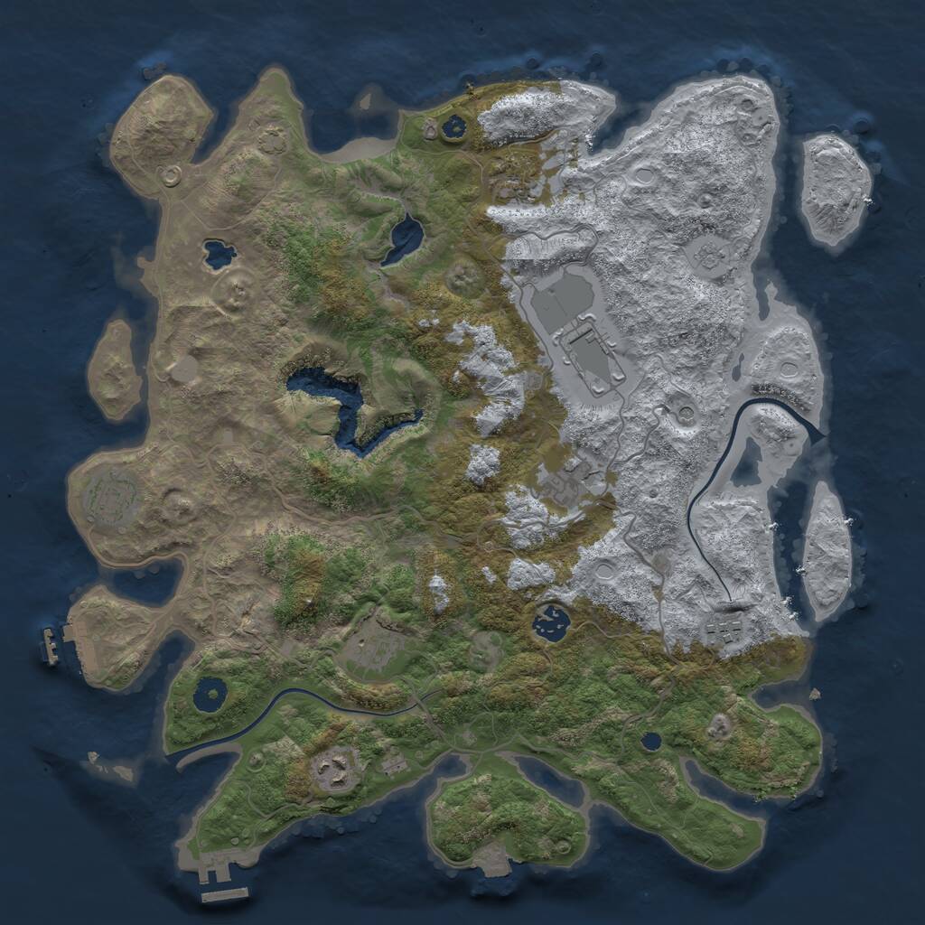 Rust Map: Procedural Map, Size: 4000, Seed: 1836331116, 14 Monuments