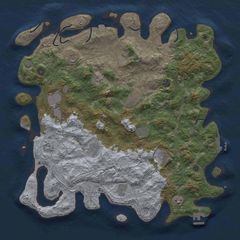 Rust Map: Procedural Map, Size: 4500, Seed: 1696076397, 19 Monuments