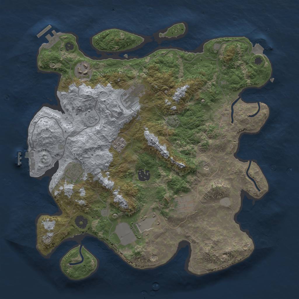 Rust Map: Procedural Map, Size: 3500, Seed: 347394372, 15 Monuments