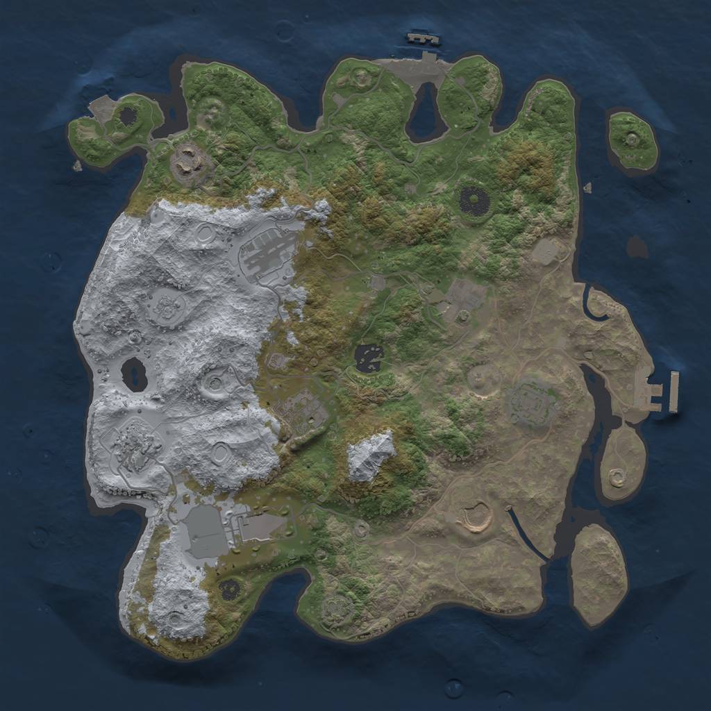 Rust Map: Procedural Map, Size: 3500, Seed: 1358142008, 17 Monuments