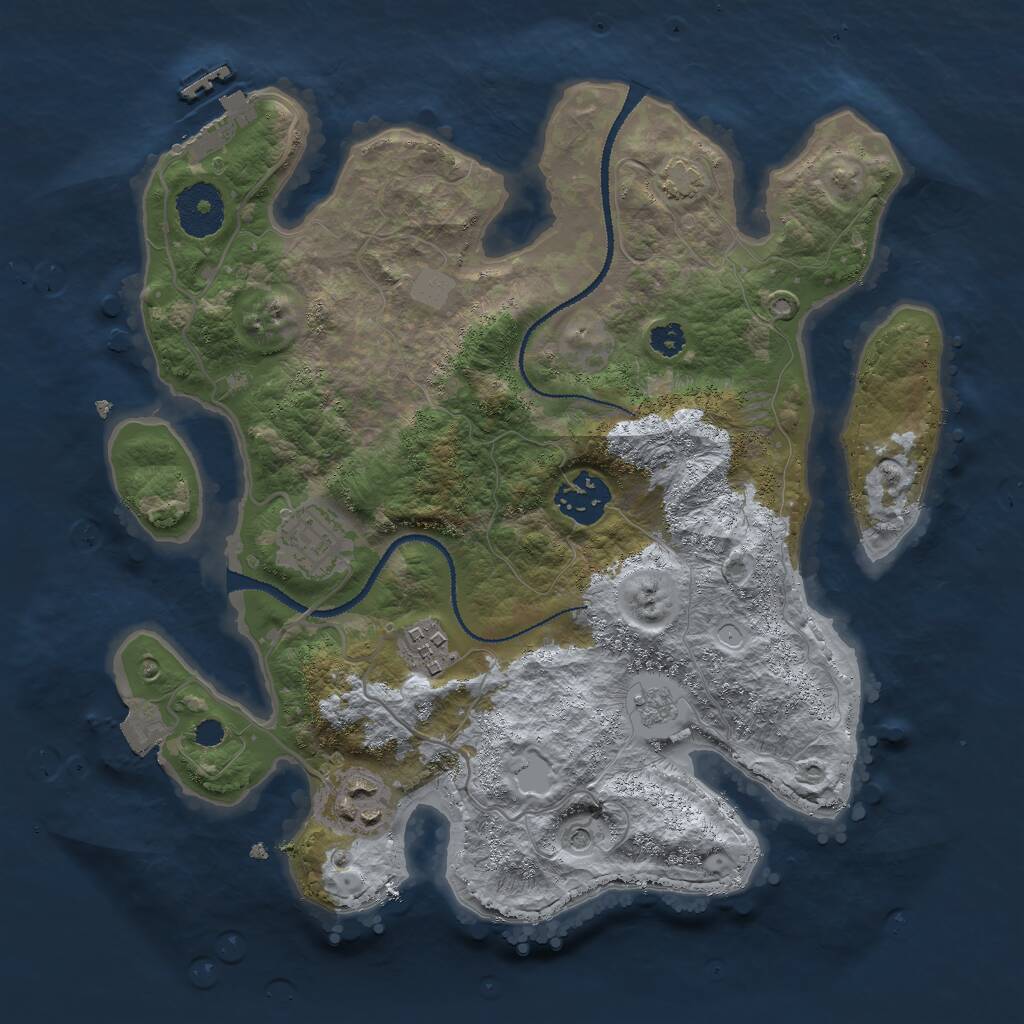 Rust Map: Procedural Map, Size: 3000, Seed: 9089, 9 Monuments