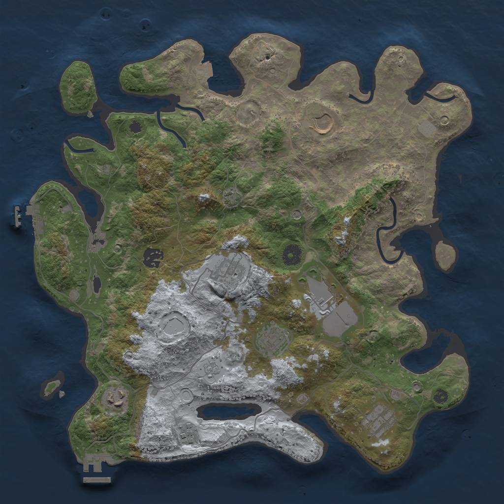 Rust Map: Procedural Map, Size: 3700, Seed: 858903813, 16 Monuments