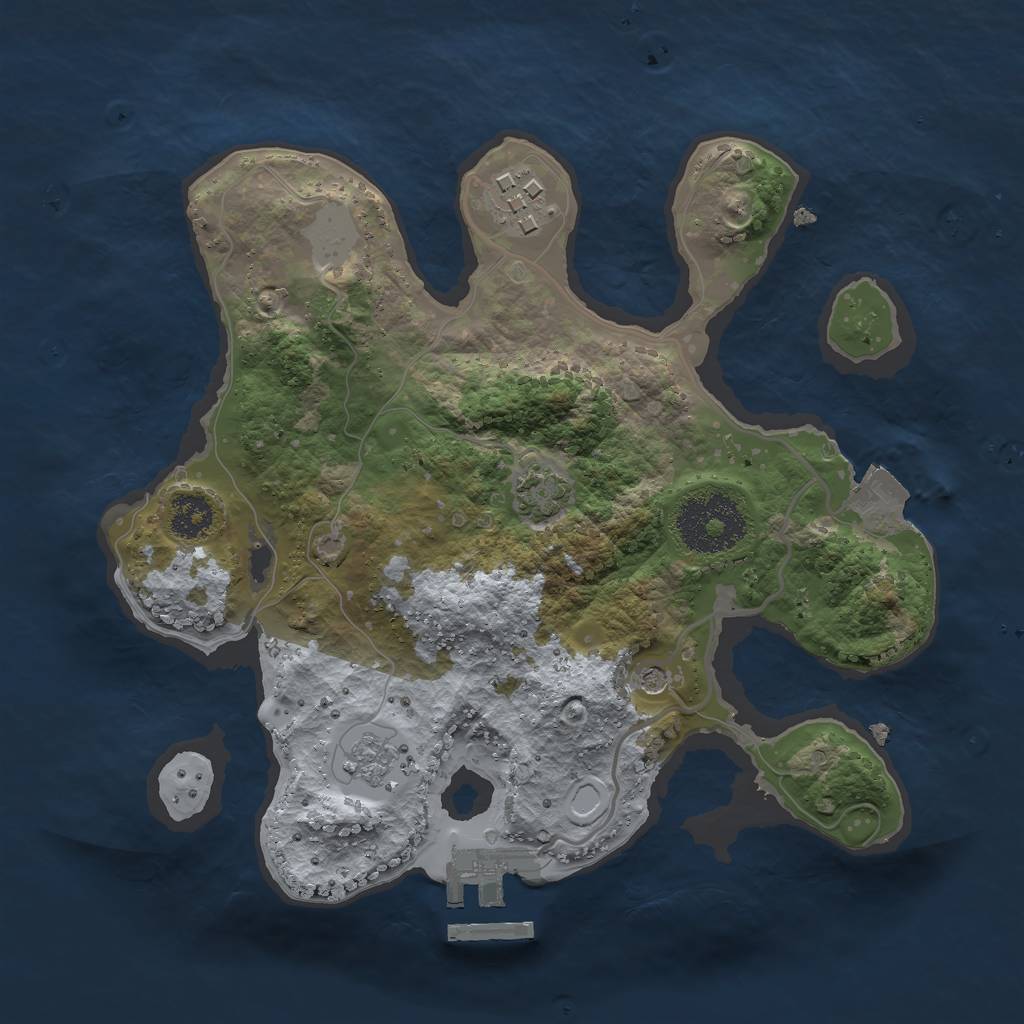 Rust Map: Procedural Map, Size: 2400, Seed: 7, 8 Monuments